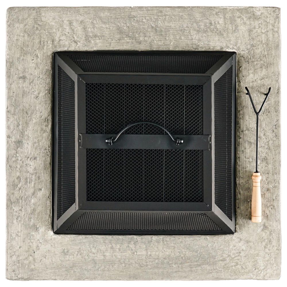 Hearth and Haven Outdoor Fire Pit with Mesh Cover in Stone Gray, , large