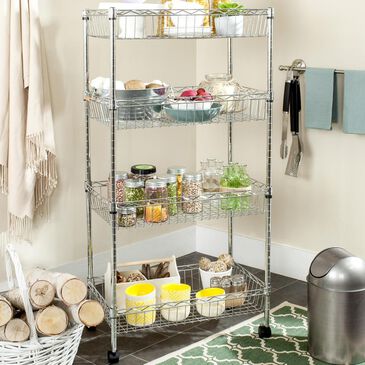Safavieh Mario 4-Tier Wire Basket Rack in Chrome, , large