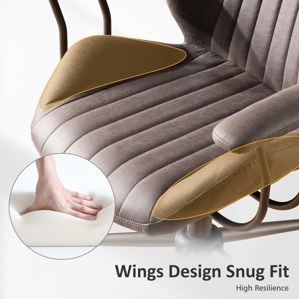 HOMLUX Mid Back Ergonomic Office Chair with Suede Leather in Gray, , large