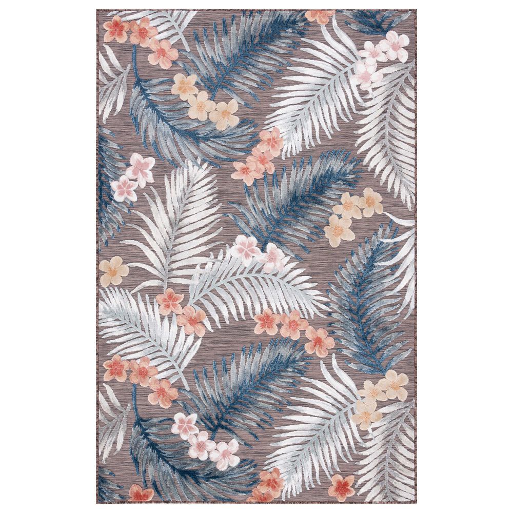 Safavieh Cabana CBN458T 4" x 6" Brown and Blue Indoor/Outdoor Area Performance Rug, , large