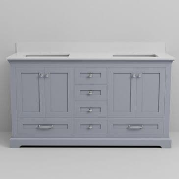 Lexora Home Dukes 60" Double Bathroom Vanity in Dark Grey with White Cultured Marble Top and Rectangular Sinks, , large
