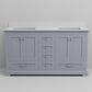 Lexora Home Dukes 60" Double Bathroom Vanity in Dark Grey with White Cultured Marble Top and Rectangular Sinks, , large