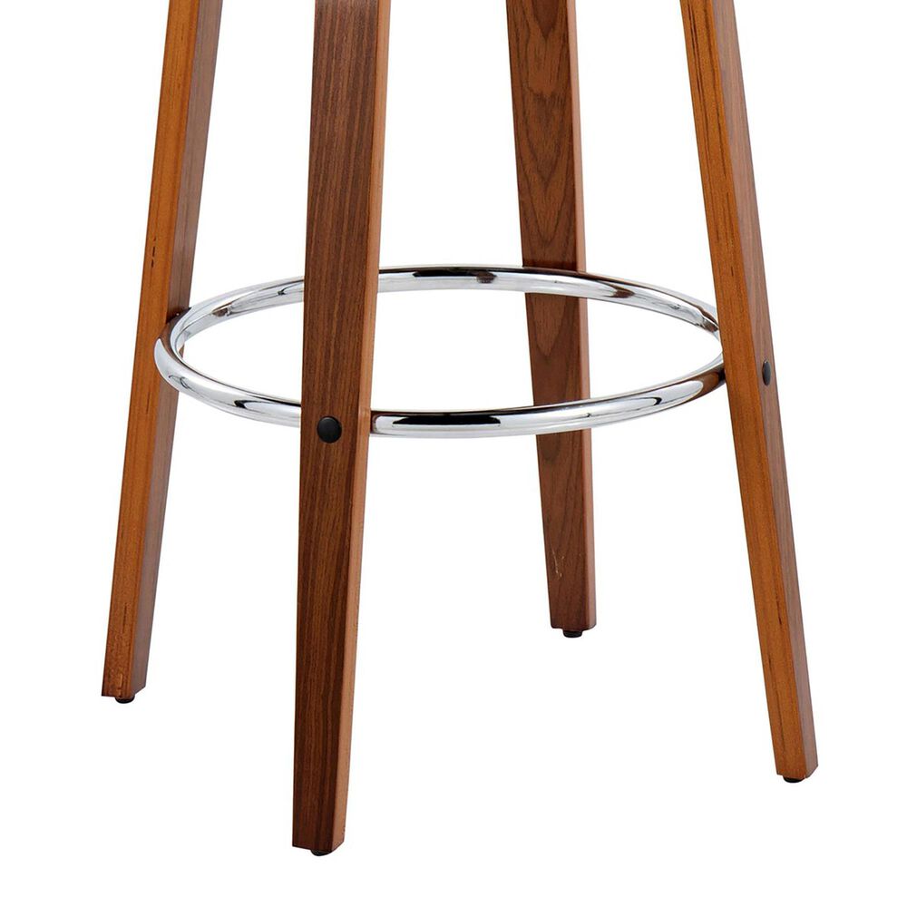 LumiSource Grotto 30" Swivel Barstool with Cream Faux Leather Upholstery in Walnut and Chrome (Set of 2), , large