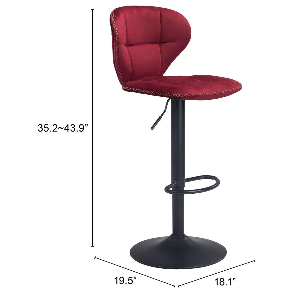 Zuo Modern Salem Bar Stool in Red and Black, , large