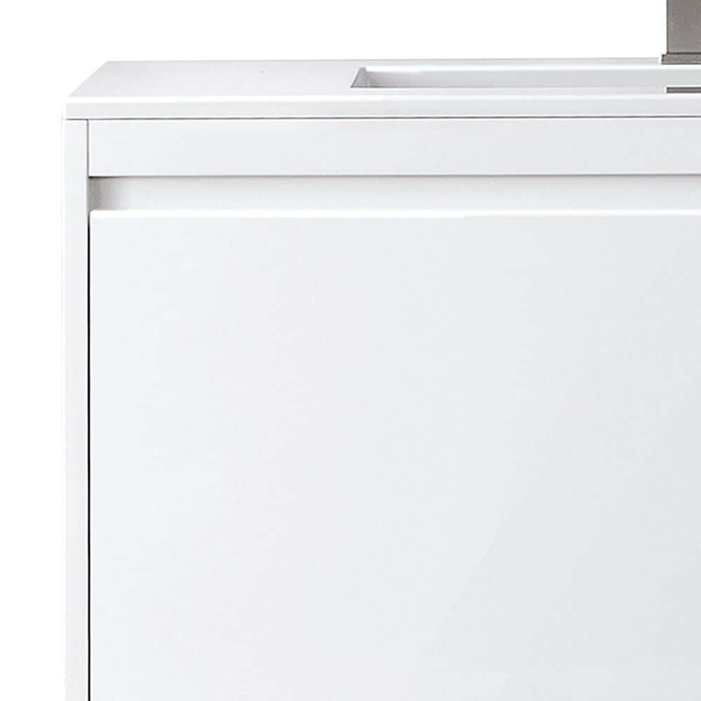 James Martin Vanities Mantova 35.4&quot; Single Bathroom Vanity in Glossy White and Brushed Nickel with 2 cm Glossy White Solid Surface Top and Rectangular Sink, , large