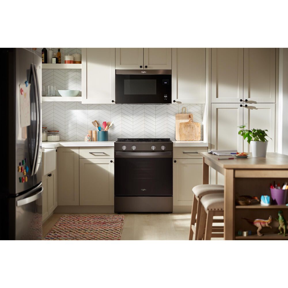 Whirlpool 30" Gas Smart Range in Black-on-Stainless Steel, , large