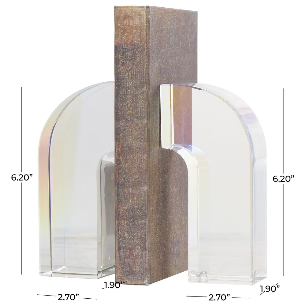 Maple and Jade Arched Geometric Decorative Bookend in Clear &#40;Set of 2&#41;, , large