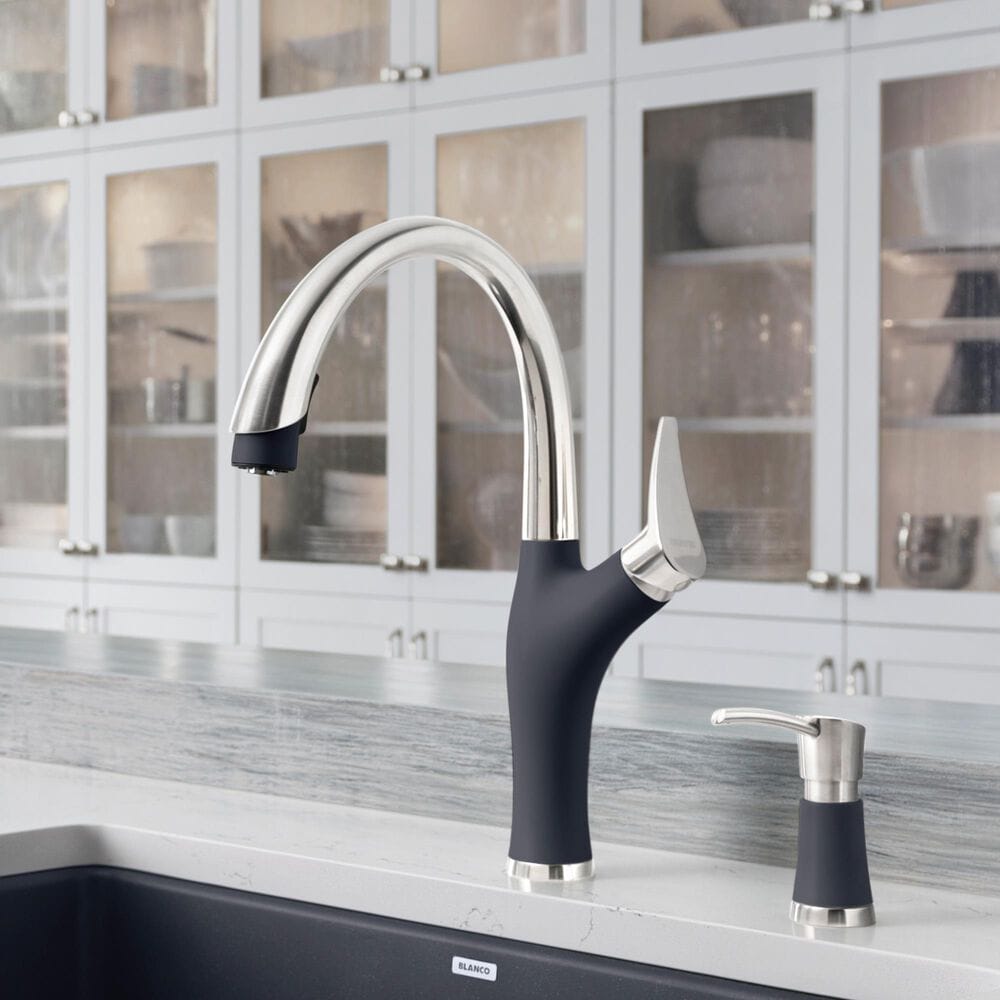 Blanco Artona Pull-Down Kitchen Faucet 1.5 GPM in PVD Steel and Anthracite, , large