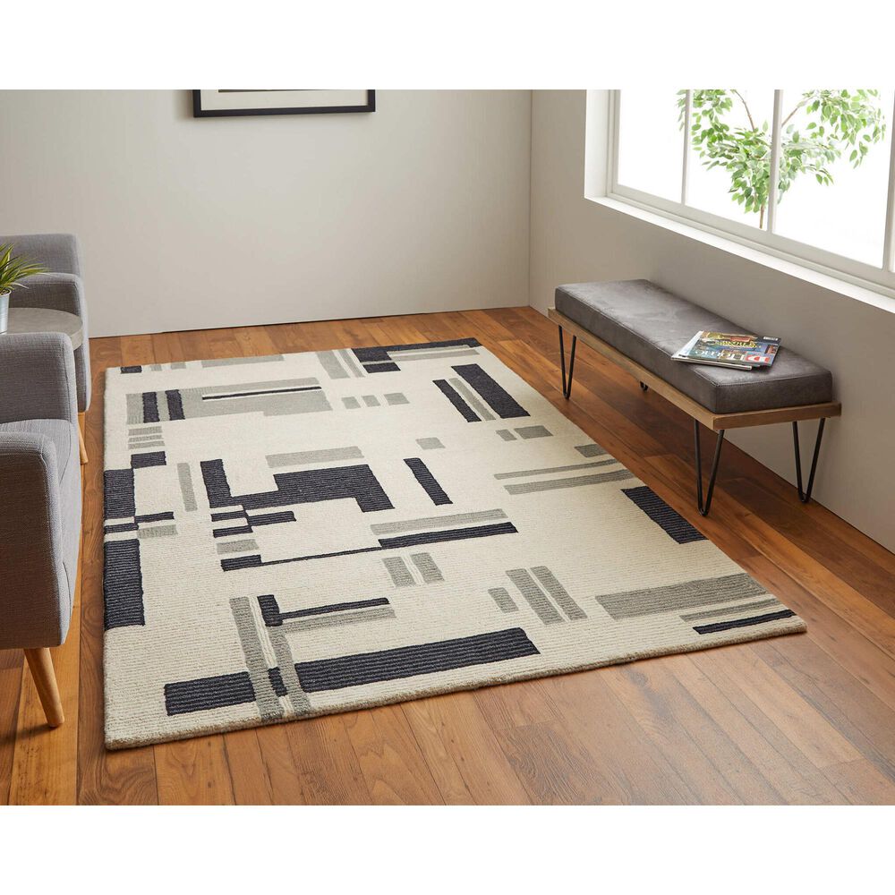 Feizy Maguire 8903F 3&#39;6&quot; x 5&#39;6&quot; Ivory and Black Area Rug, , large