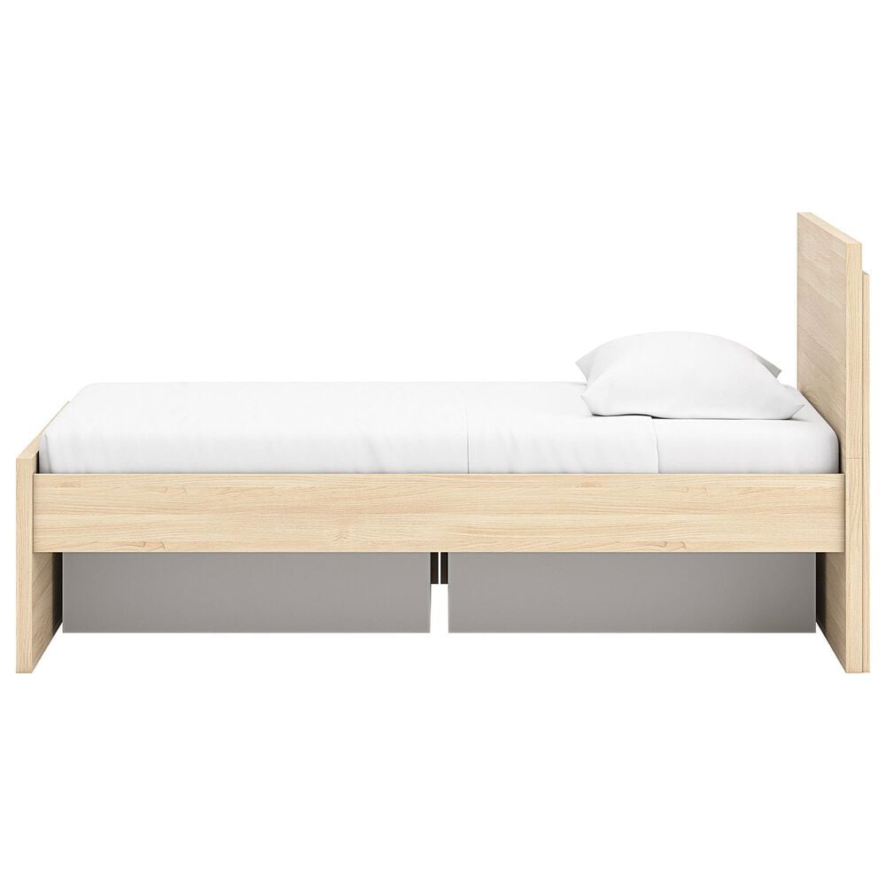 Ashley Onita Twin Panel Platform Bed with 1 Side Storage in Natural, , large