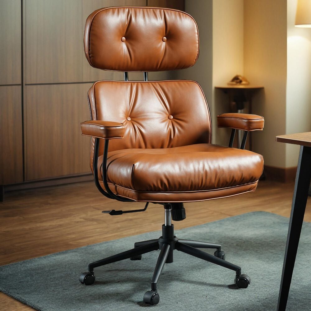 HOMLUX High Back Executive Office Chair with PU Leather in Brown, , large