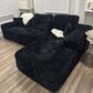 HOMLUX 104" Cloud Sectional Couch Upholstered Modular Sofa with Right L-Shape Chaise, Corduroy Fabric in Black, , large