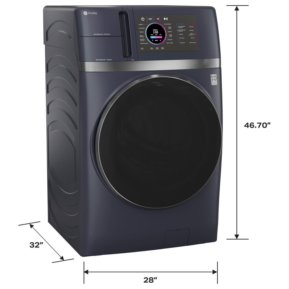 GE Profile 4.8 Cu. Ft. Smart Front Load Combo Washer/Dryer in Sapphire Blue, , large