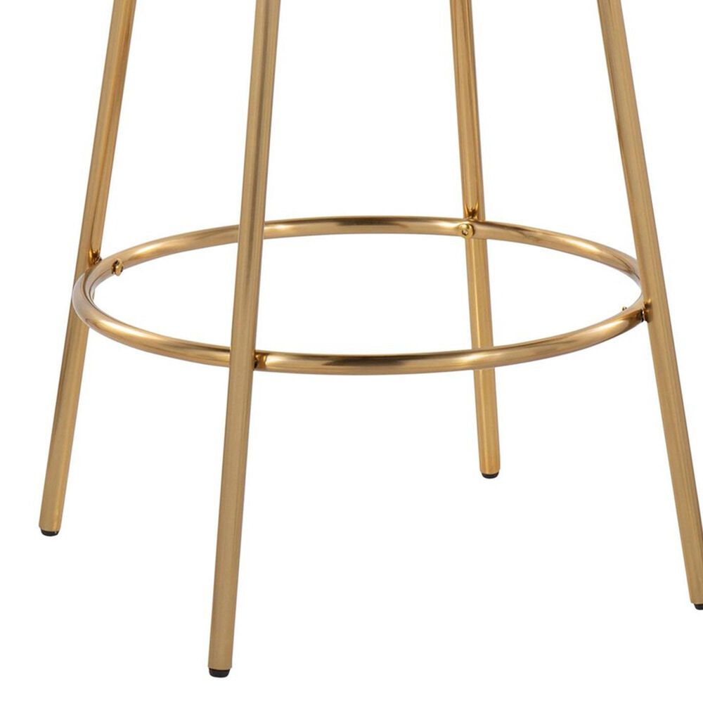 LumiSource Ava Swivel Counter Stool with Yellow Fabric Upholstery in Gold (Set of 2), , large