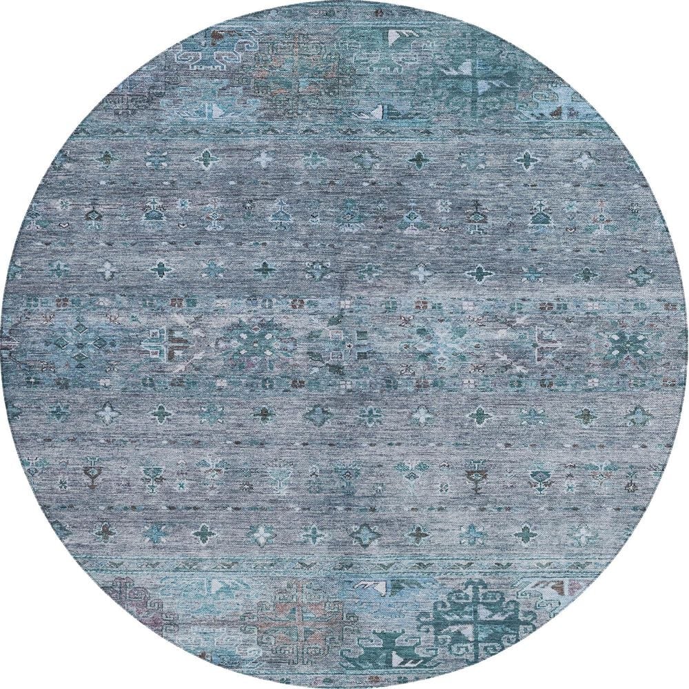 Dalyn Rug Company Karaj KJ5 8" Round Blue Indoor/Outdoor Area Rug, , large