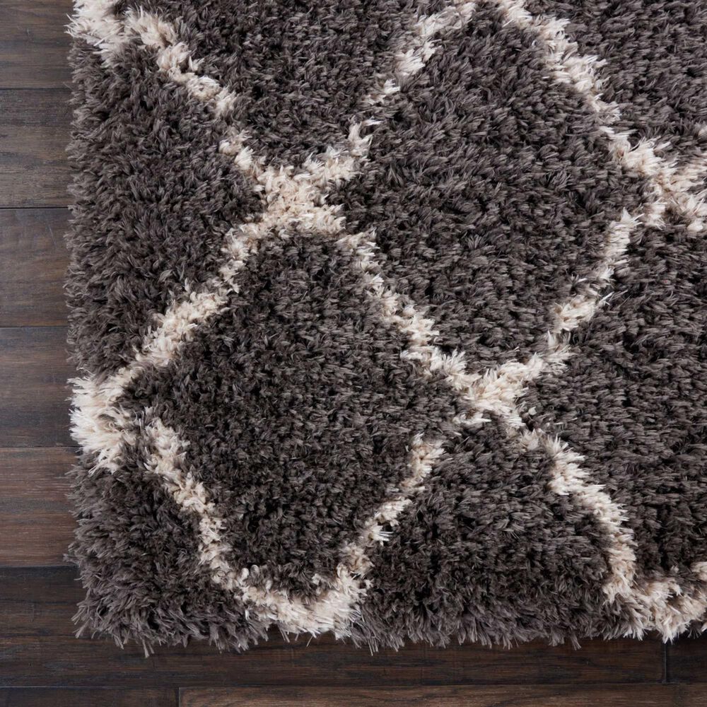 Nourison Luxe Shag LXS02 9&#39; x 12&#39; Charcoal and Beige Area Rug, , large