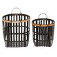 Maple and Jade Farmhouse Bamboo Storage Basket in Coal Black and Brown (Set of 2), , large