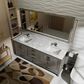 Lexora Home Jacques 72" Double Bathroom Vanity in Distressed Grey with 2 cm White Carrara Marble Top and Rectangular Sinks, , large