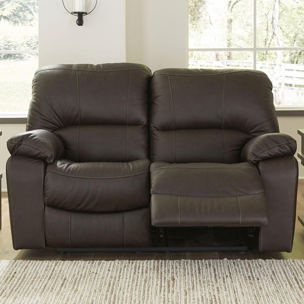 Ashley Leesworth Power Reclining Loveseat in Dark Brown, , large