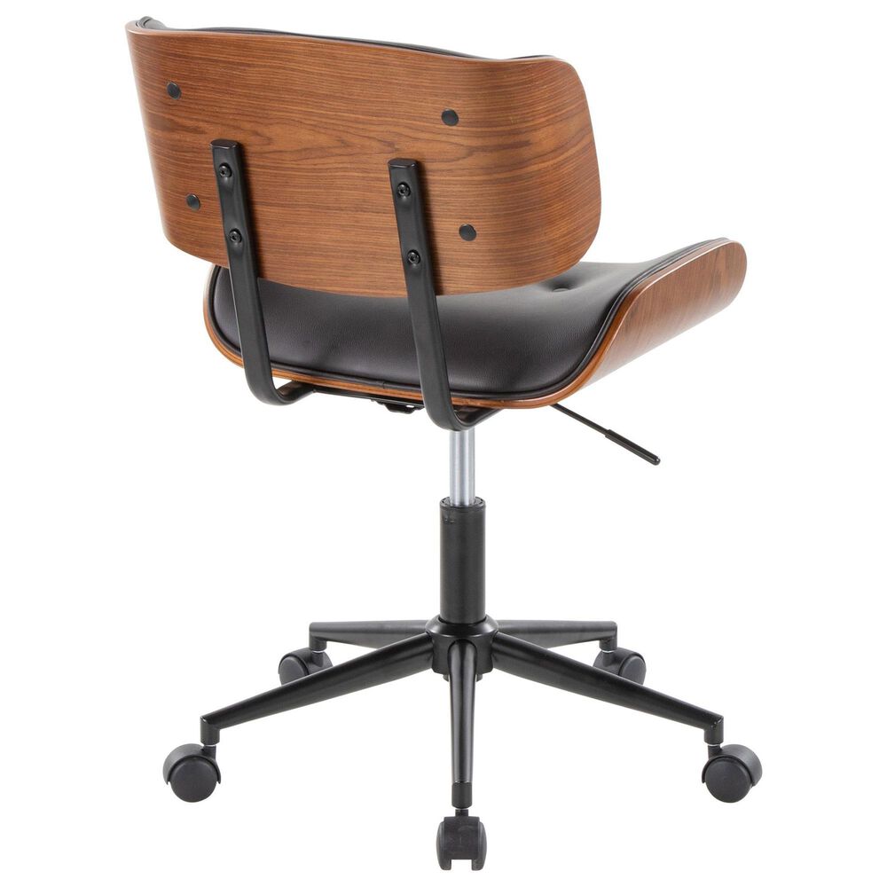 LumiSource Lombardi Swivel Office Chair with Espresso Faux Leather in Walnut, , large