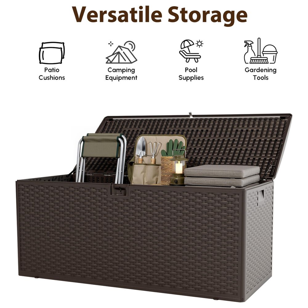 HOMLUX 150-Gallon Outdoor  HDPE Deck Box  in Dark Brown, , large