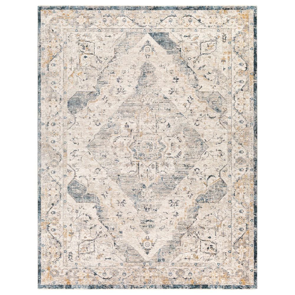 Surya Cardiff CDF-2303 Medium Gray, Light Blue, Mustard and Dark Blue 2"7" x 3"11" Area Rug, , large