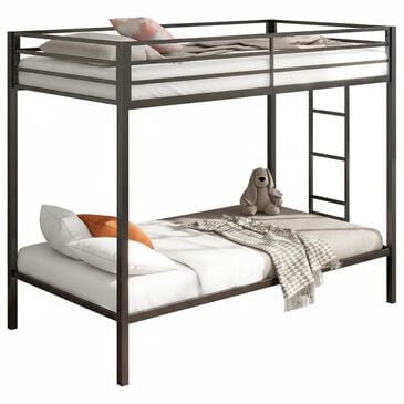 Pacific Landing Alevera Twin Over Twin Bunk Bed with Ladder in Matte Black, , large