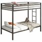 Pacific Landing Alevera Twin Over Twin Bunk Bed with Ladder in Matte Black, , large
