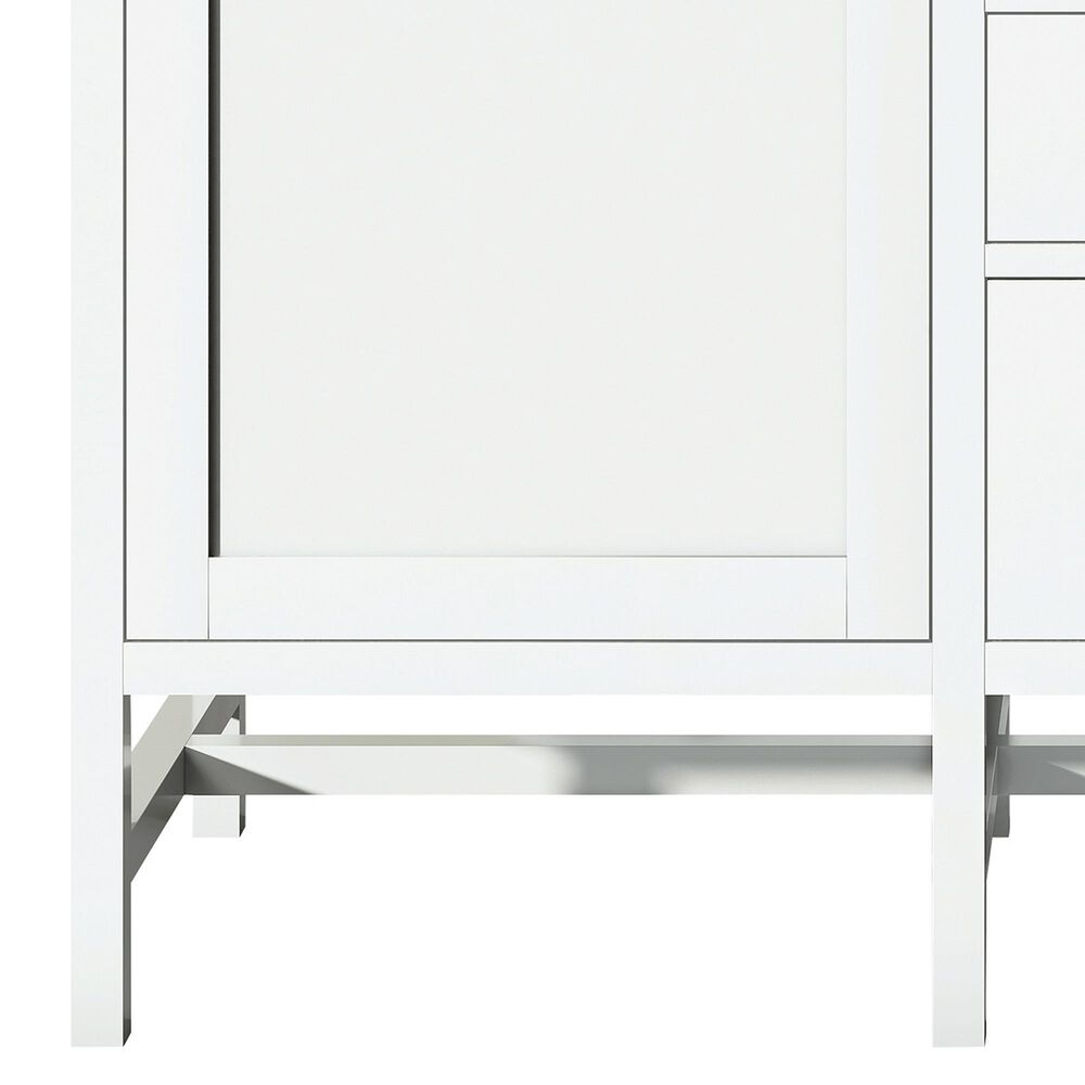 James Martin Vanities Addison 60&quot; Double Bathroom Vanity in Glossy White with 3 cm White Zeus Quartz Top and Rectangular Sinks, , large