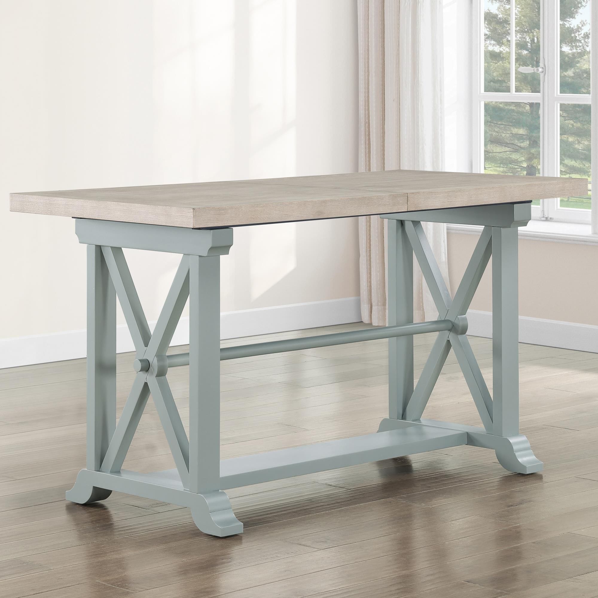 Crystal City Counter Height Trestle Dining Table in Green