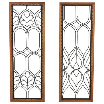 Maple and Jade 31" x 11" Geometric Wall Decor with Beaded Accents in Brown and Black (Set of 2), , large