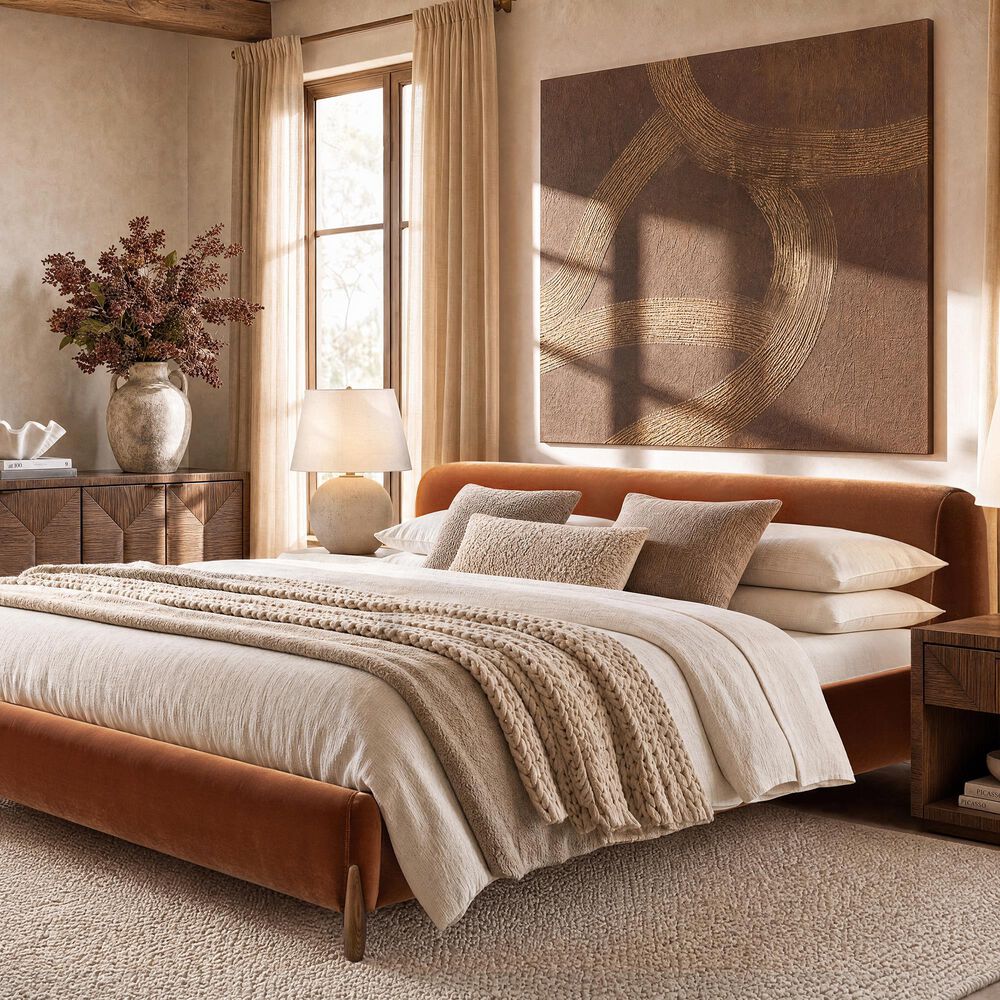 Jennifer Taylor Home Alpine King Platform Bed Frame in Burnt Orange, , large