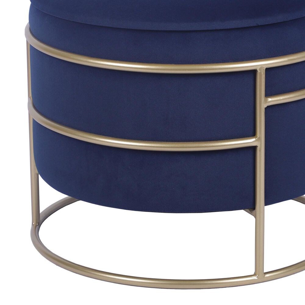 Rta Products Elegant Storage Ottoman with Gold Frame in Blue, , large