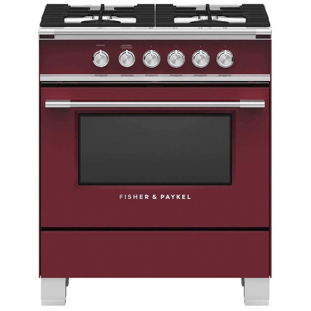 Fisher & Paykel 30" Freestanding Classic Dual Fuel Range in Red, , large