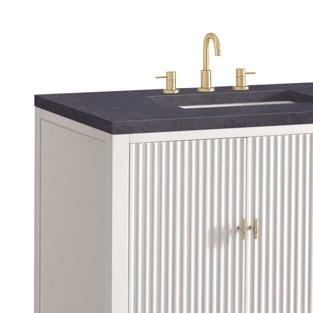James Martin Vanities Myrrin 72&quot; Double Vanity in Bright White with 3 cm Charcoal Soapstone Quartz Top, , large