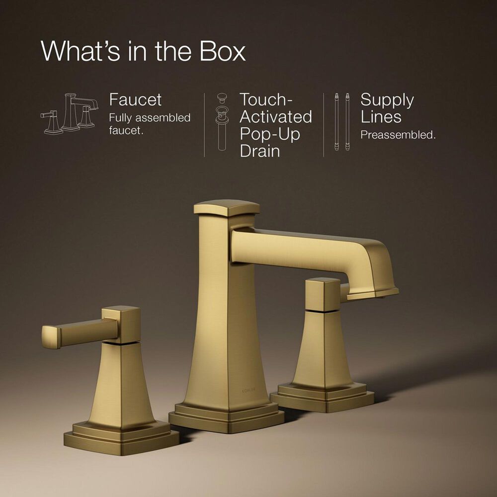 Kohler Riff Widespread Bathroom Sink Faucet in Vibrant Brushed Moderne Brass, , large