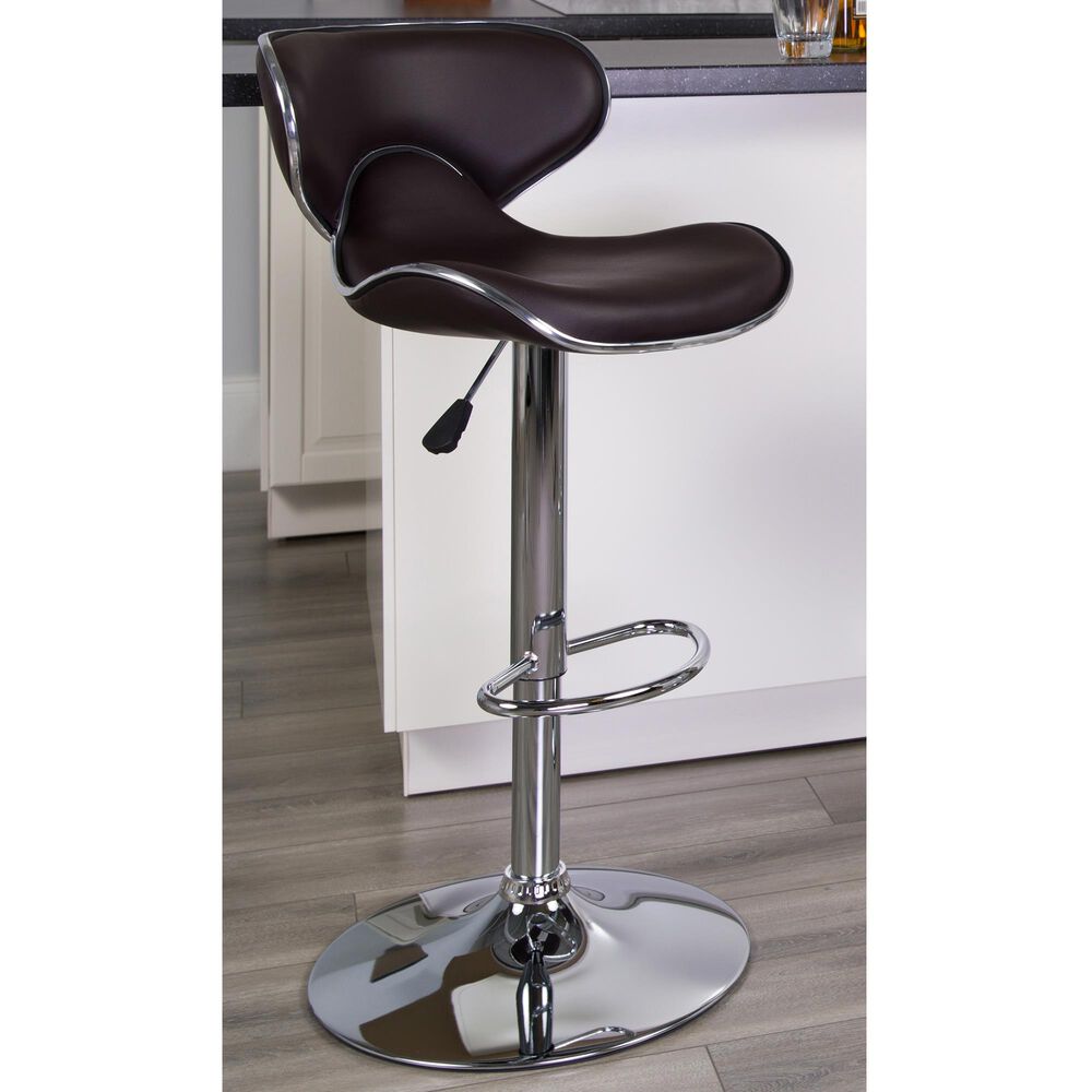 Flash Furniture Cozy Adjustable Barstool in Brown, , large