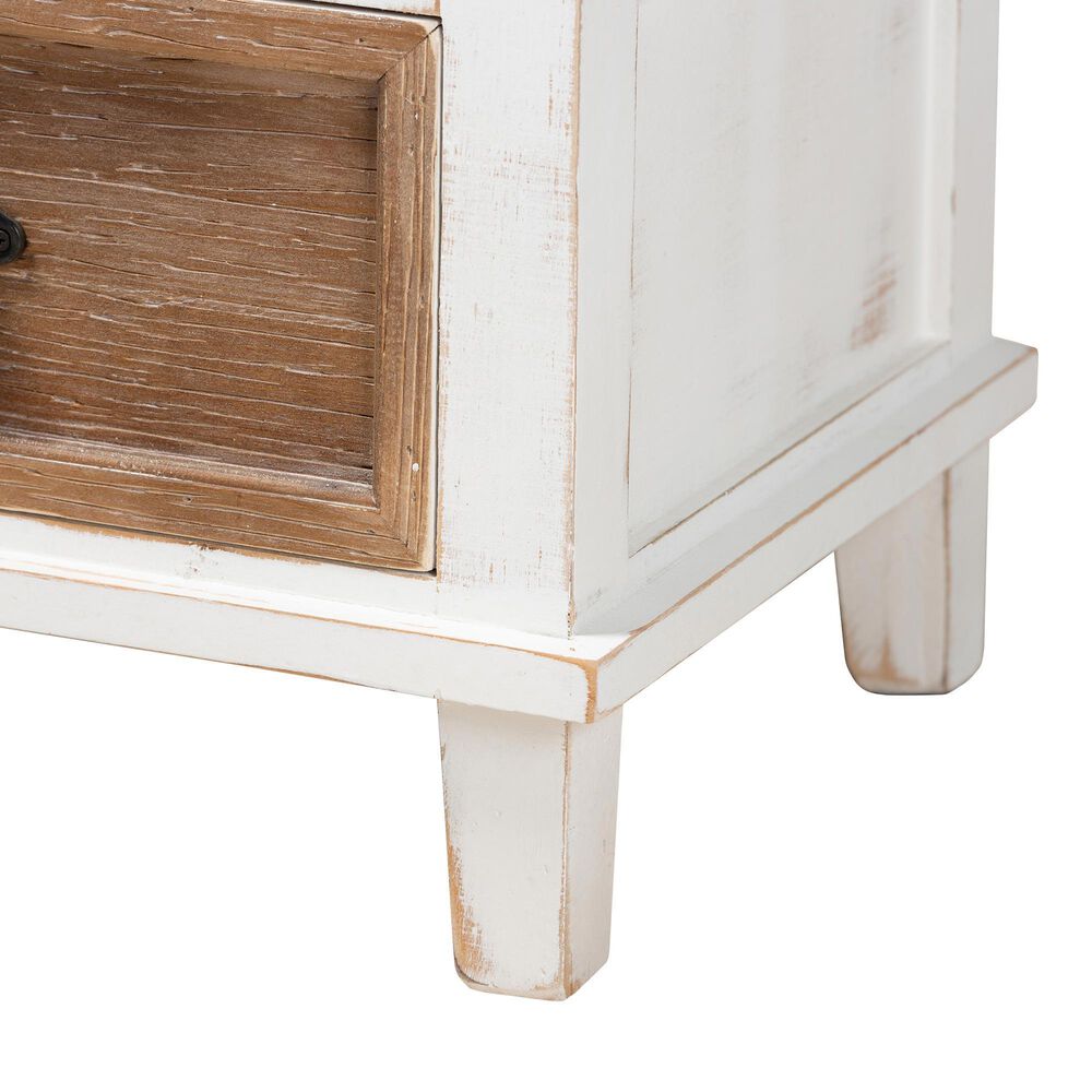 Baxton Studio Glynn 1-Drawer End Table in White and Oak Brown, , large