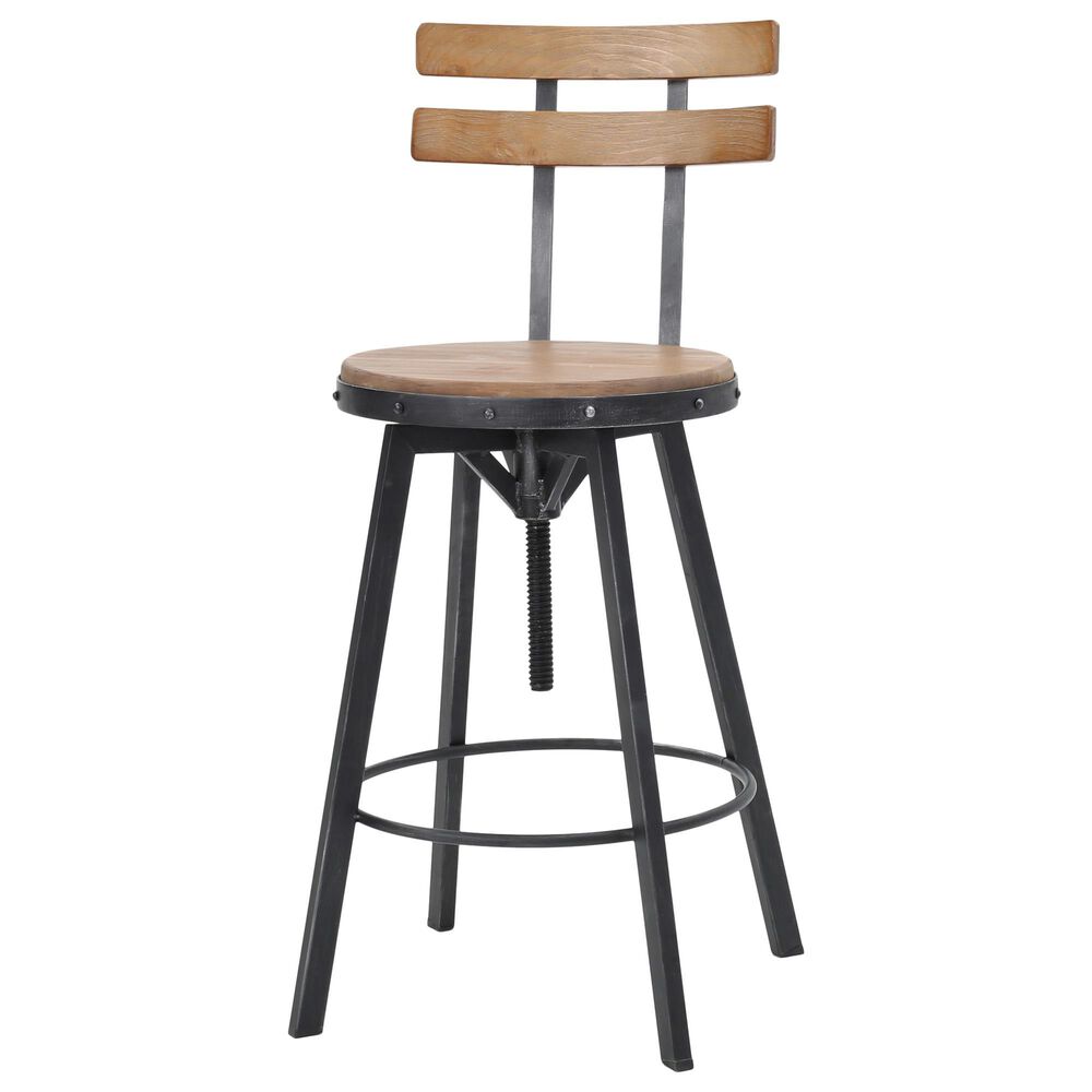 Noble House Fenix Adjustable Barstool in Black Brush Silver, , large