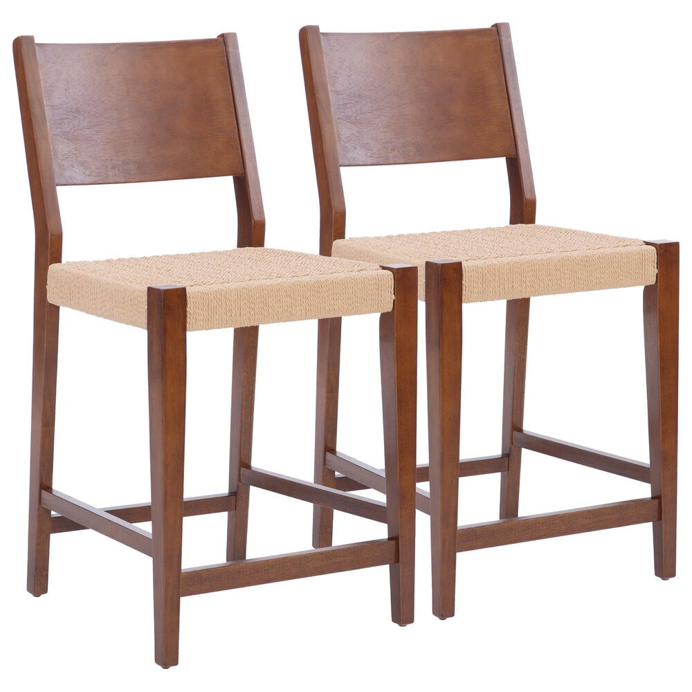 Linon Home Decor Cadence Counter Stool in Brown and Natural (Set of 2), , large