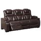 Ashley Warnerton Dual Power Reclining Sofa with Power Headrests in Chocolate, , large