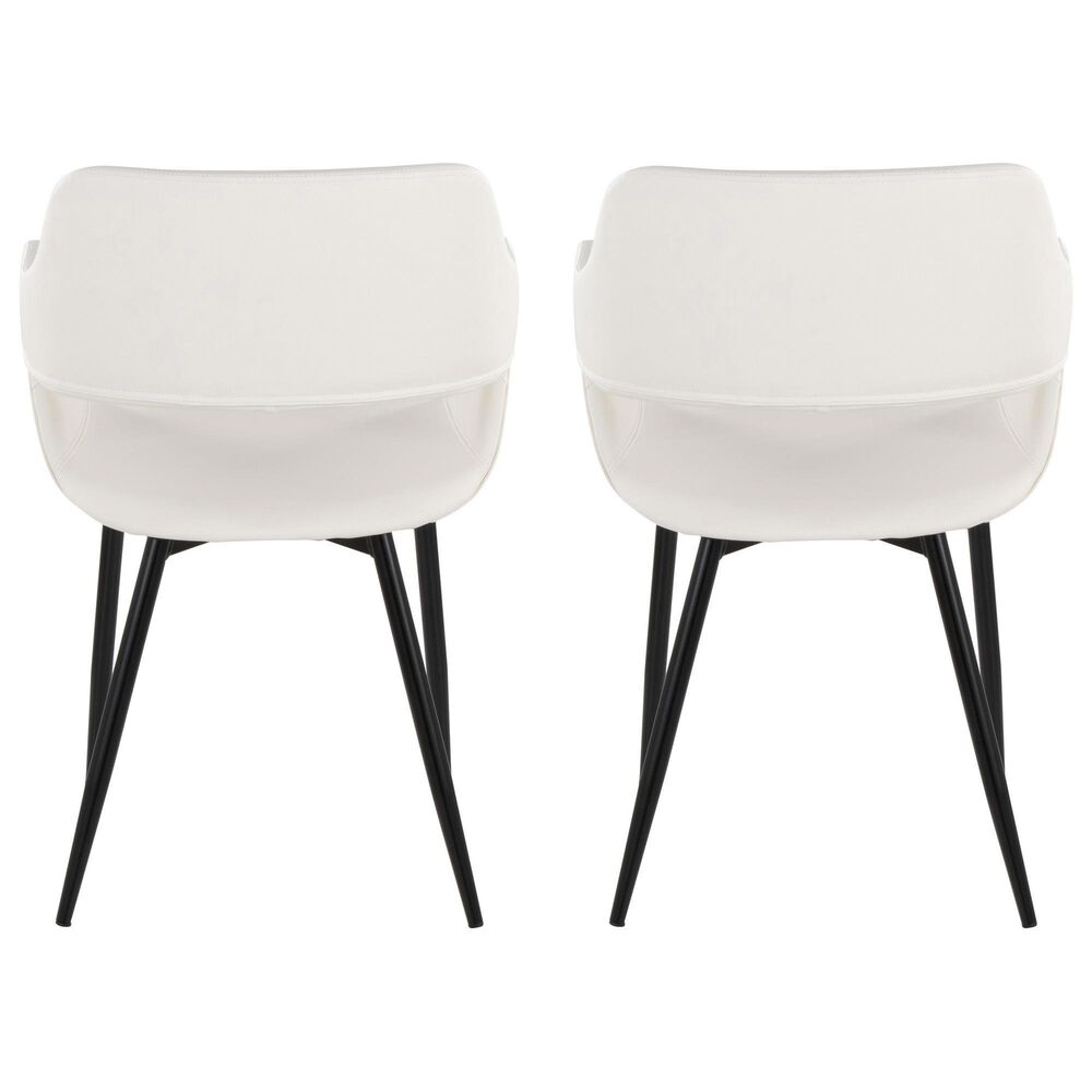 LumiSource Margarite Contemporary Dining/accent Chair in Black Metal and White Faux Leather by LumiSource - Set of 2, , large