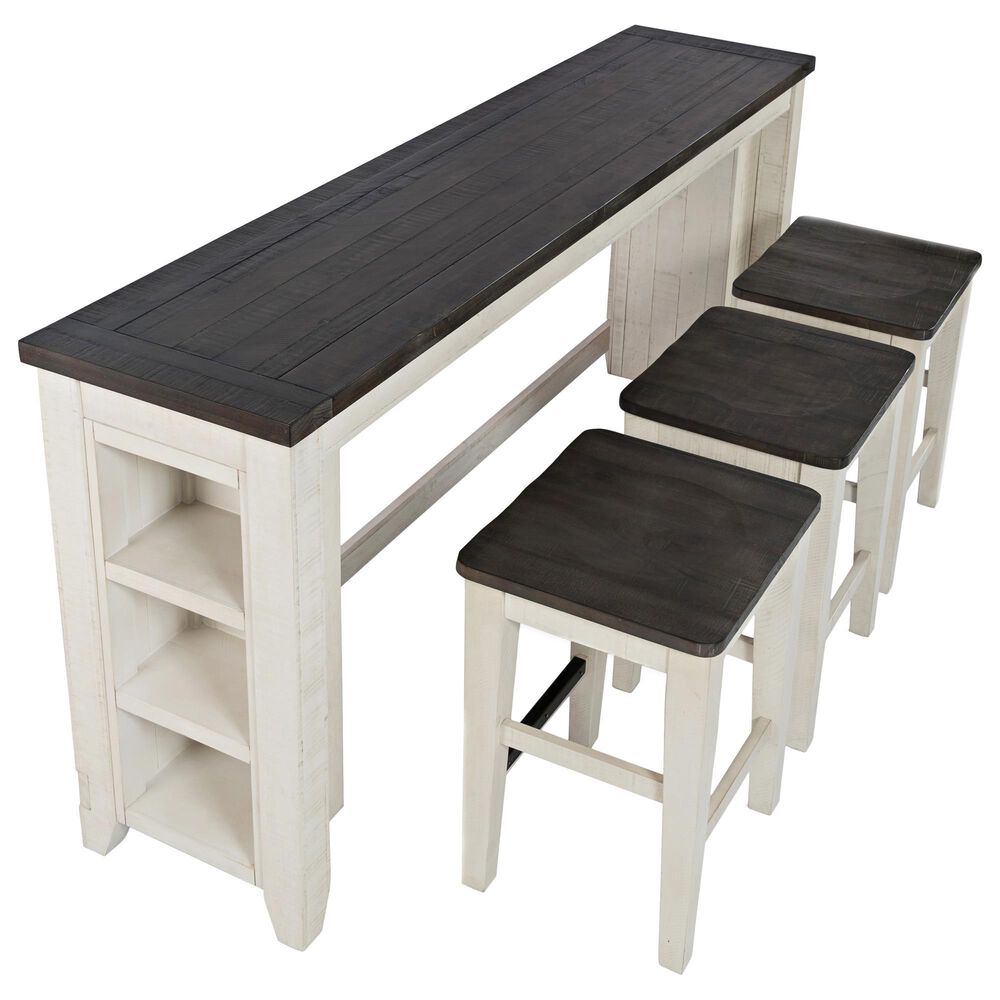 Waltham Madison County Sofa Console and 3 Stools in Vintage White and Barnwood, , large