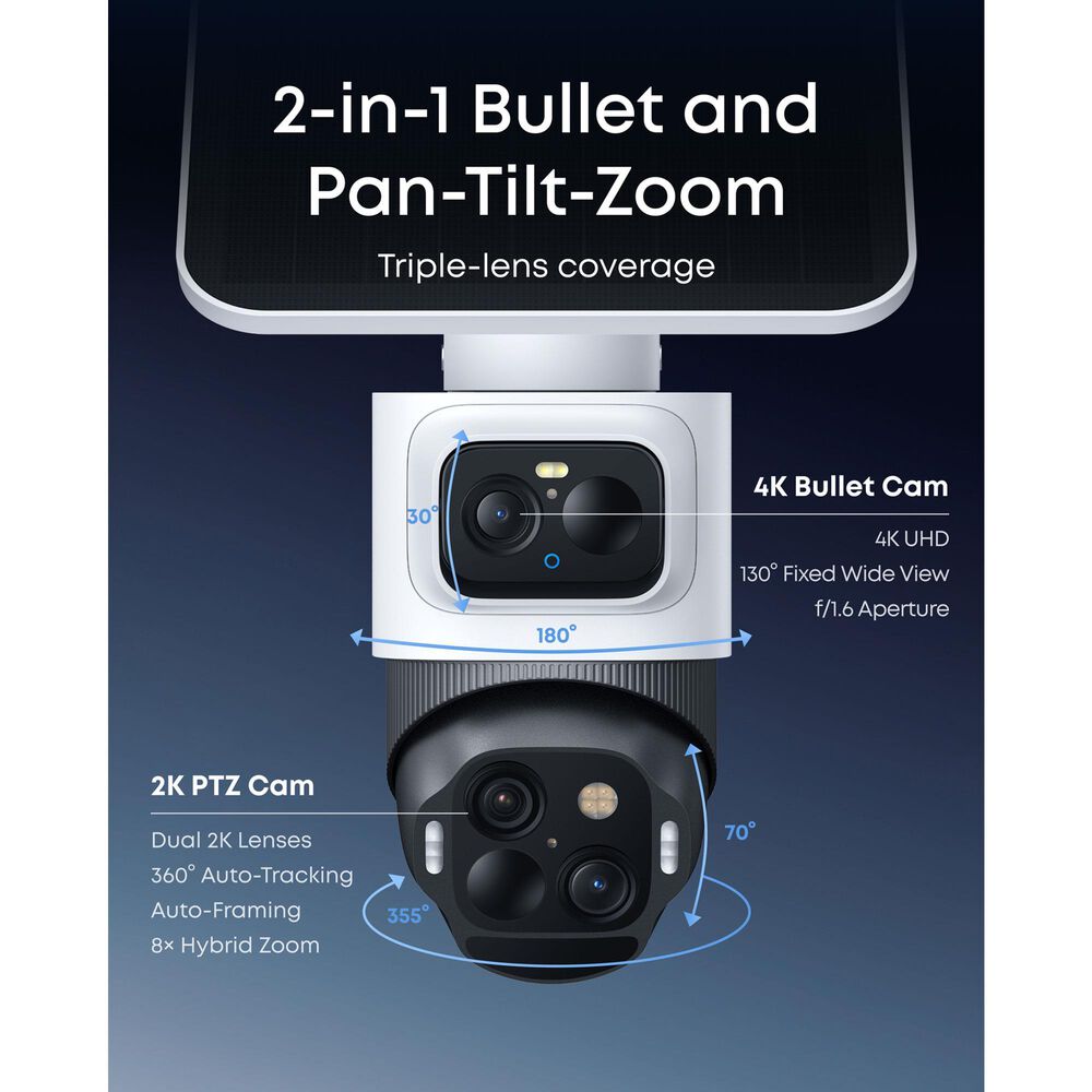 eufy S4 Solar-Powered Triple-Lens Security Camera in White, , large