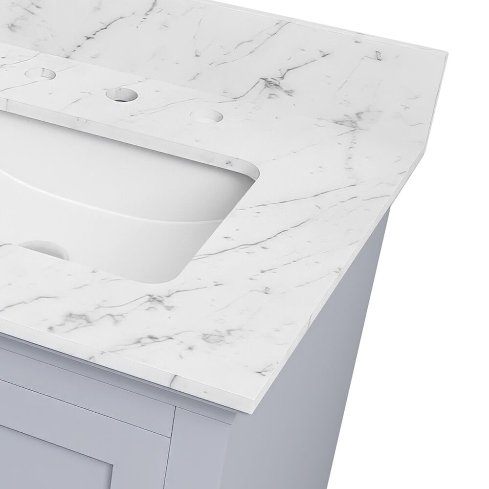 Lexora Home Dukes 48&quot; Double Bathroom Vanity in Dark Grey with 2 cm White Carrara Marble Top and Rectangular Sinks, , large