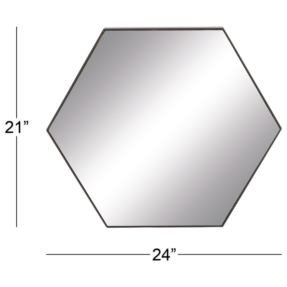 Maple and Jade 21&quot; x 24&quot; Hexagon Wall Mirror with Thin Minimalistic Frame in Black, , large