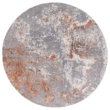 Safavieh Aston 6"7" Round Grey and Rust Area Rug, , large