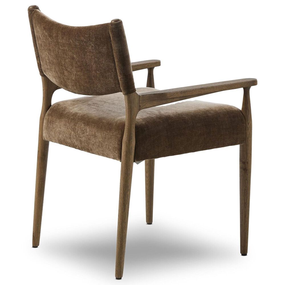 Four Hands Jayla Dining Arm Chair with Altair Mushroom Fabric in Toasted Oak, , large