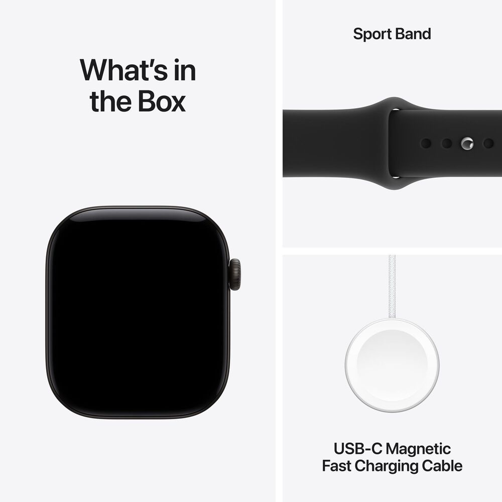 Apple Watch Series 12 (GPS + Cellular) 46mm Black Aluminum Case with Black Sport Band - M/L, , large