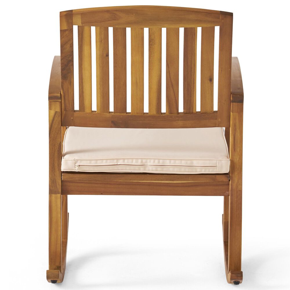 Noble House Selma Patio Rocking Chair in Cream, , large